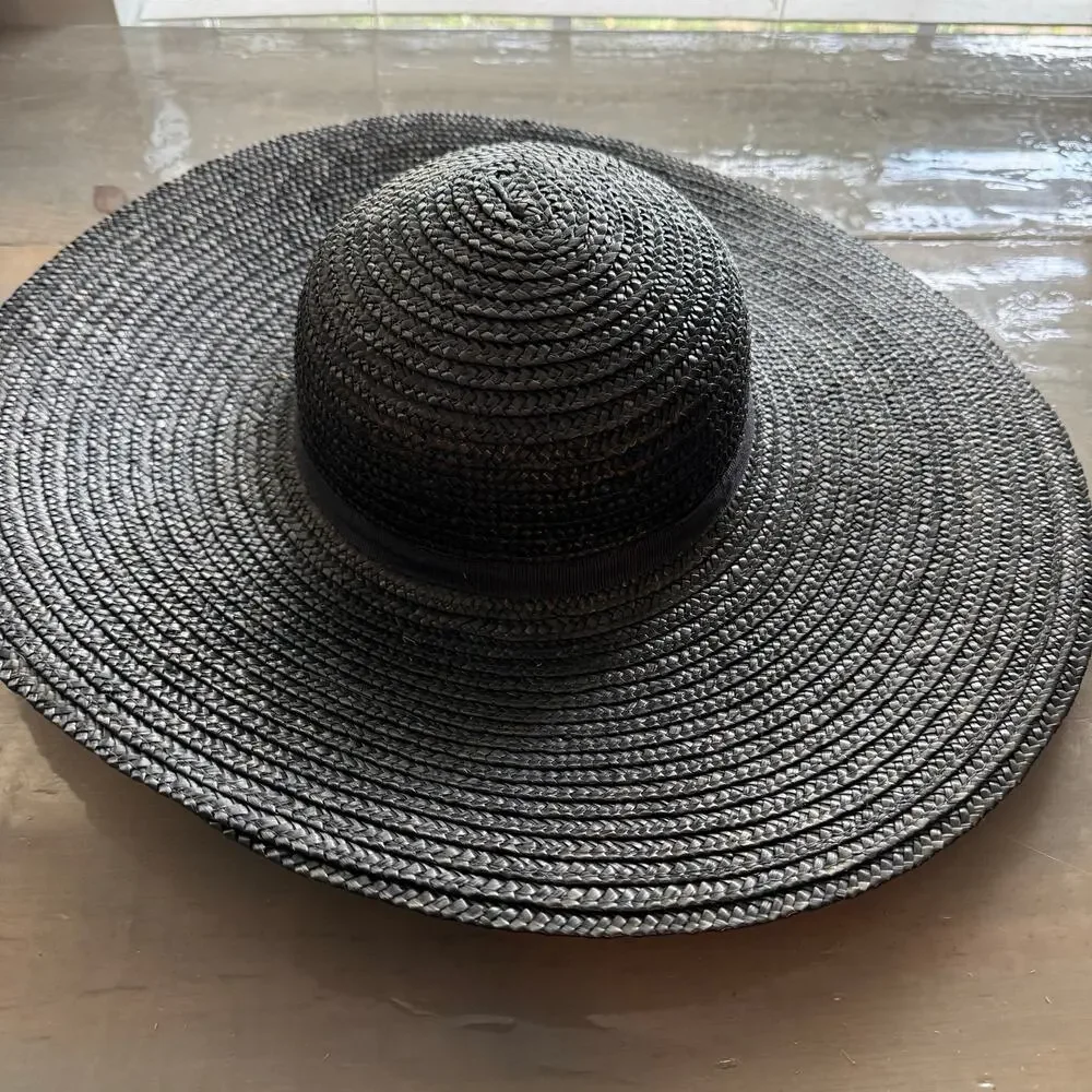 Sakowitz Black Vintage Straw Hat